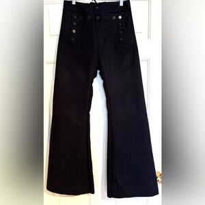 Military style heavy navy blue wool pants, flare leg